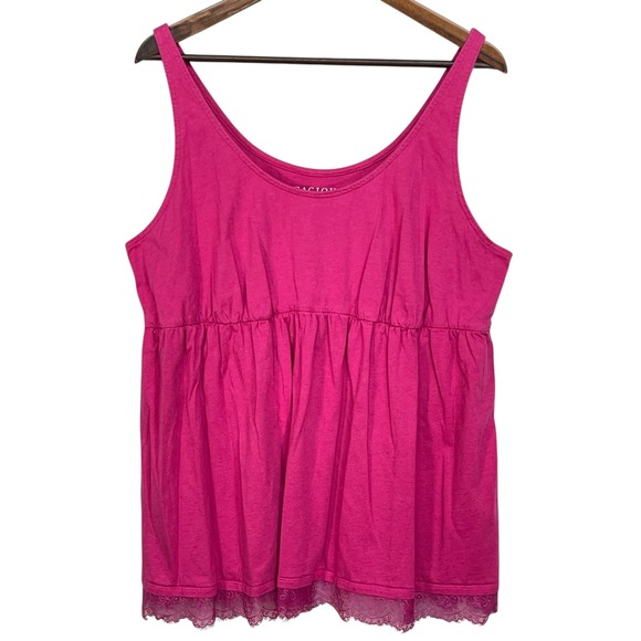 Cacique Sleepwear Pink Lace‎ Trim Sleeveless Tank Top Plus Size 22/24 - Picture 1 of 7